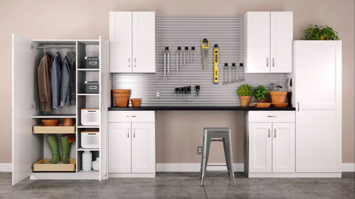 Home depot shop white garage cabinets