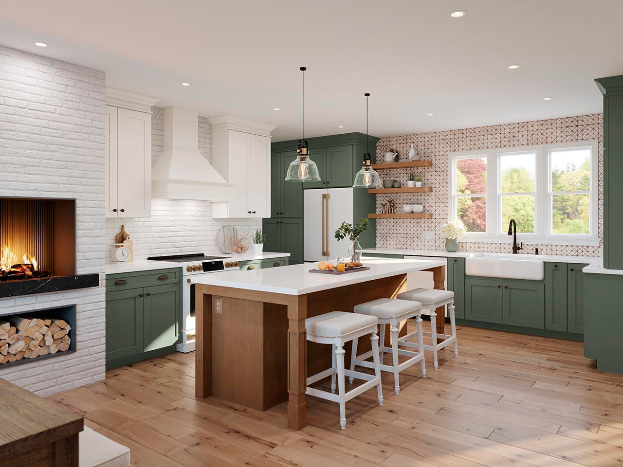 Creating a Stunning Tri-Tone Kitchen: Styling Tips with Painted Sage, Maple Spice, and Painted Linen Cabinets