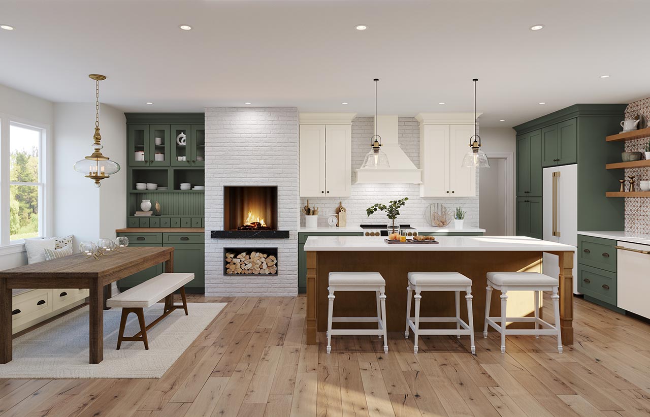 Tri-Tone Kitchen featuring sage 