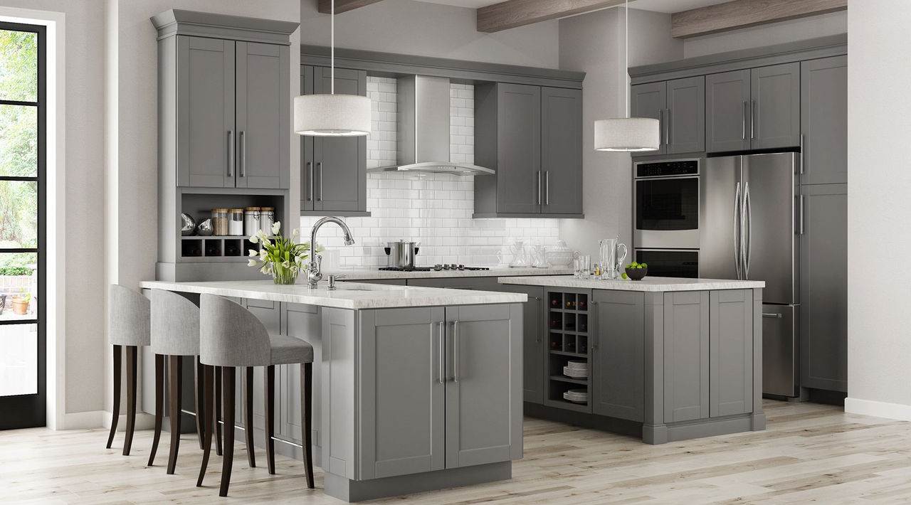 Gray shaker cabinets